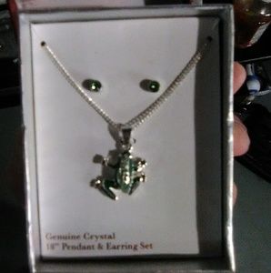 Frog necklace and earings